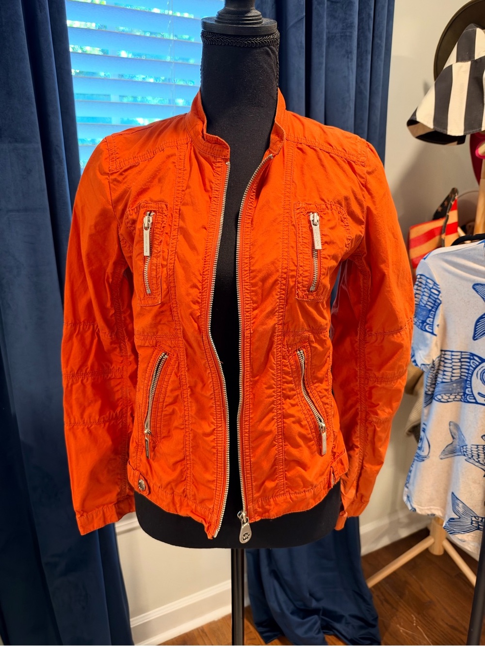 Michael Kors burnt Orange Zip-Front Utility Jacket
